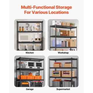 VEVOR Ράφια Αποθήκευσης 5 Επιπέδων Ρυθμιζόμενη Βαρέως Τύπου Μονάδα ...