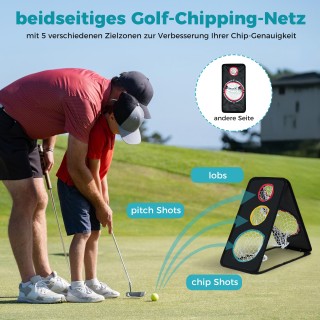 Costway Διπλής Όψης Δίχτυ Chipping Golf με 5 Στόχους & Τριγωνική Δο...