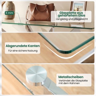 Costway Μοντέρνο Γυάλινο Τραπέζι με Διαφανή Επιφάνεια από Σκληρυμέν...