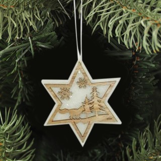 BAKAJI 3 Ξύλινα Χριστουγεννιάτικα Στολίδια σε Σχήμα Αστέρι, Δέντρο,...