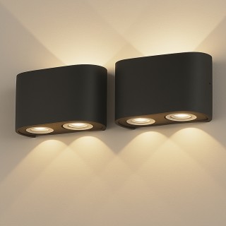 BAKAJI Σετ 2 Απλίκες Τοίχου 4 Led Μαύρο Θερμό Λευκό Φως 12x8x3cm 02... BAKAJI Σετ 2 Απλίκες Τοίχου 4 Led Μαύρο Θερμό Λευκό Φως 12x8x3cm 02...