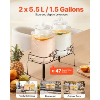 VEVOR Διανομέας Ποτών 5.5L Γυάλινος με Βάση 2 Τεμάχια για Πάρτι YLF...