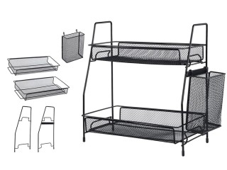 Μεταλλικό Διπλό Ράφι Κουζίνας-Μπάνιου με Πλαϊνό Καλάθι 36 x 17 x 3... Μεταλλικό Διπλό Ράφι Κουζίνας-Μπάνιου με Πλαϊνό Καλάθι 36 x 17 x 3...