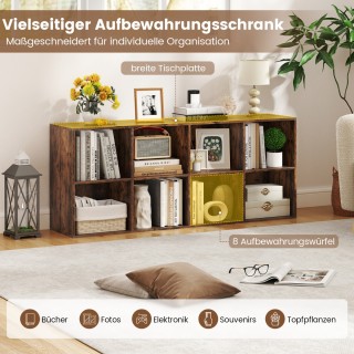 Costway Πολυλειτουργική Βιβλιοθήκη 121,5 x 29 x 61 cm με 8 Κυψέλες ...