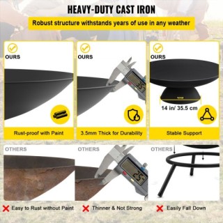 VEVOR Στρογγυλή Εστία Φωτιάς 30, Χυτοσίδηρος, Μαύρη  WXHPYCHSYT305A...