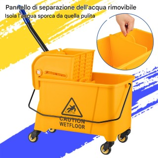 BAKAJI Επαγγελματικό Καρότσι Καθαρισμού με Κάδο 20 Λίτρων και Ρόδες...