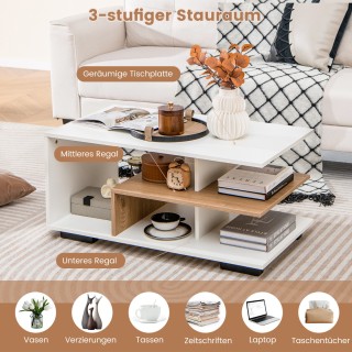 Costway  Κομψό Γεωμετρικό Τραπεζάκι Σαλονιού με 3 Επίπεδα Αποθήκευσ...