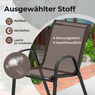 Costway Σετ Καφέ Μπαλκονιού: Τραπέζι με 2 Στοιβαζόμενες Καρέκλες σε...