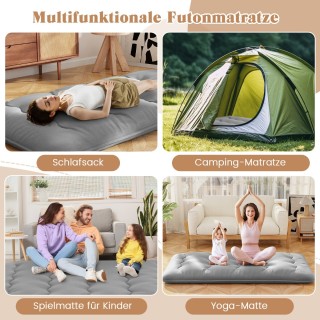 Costway Φουτόν Τατάμι Γκρι 90 x 200 cm με Πλενόμενο Κάλυμμα & Τσάντ...