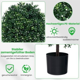 Costway  Σετ 2 Τεχνητών Θάμνων Πυξάρι με Λευκούς Καρπούς και UV Προ...