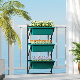 Outsunny Κάθετη Εξωτερική Ζαρντινιέρα με 3 Πλαστικές Γλάστρες για Φ...