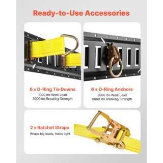 VEVOR Σετ Σιδηροτροχιών E-Track, 6 Τεμαχίων με Ράγες 1.5 μ, Περιλαμ...