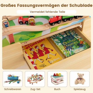 Costway  Ξύλινο σετ παιχνιδιού τρένου 84 τεμαχίων με αναστρέψιμη επ...