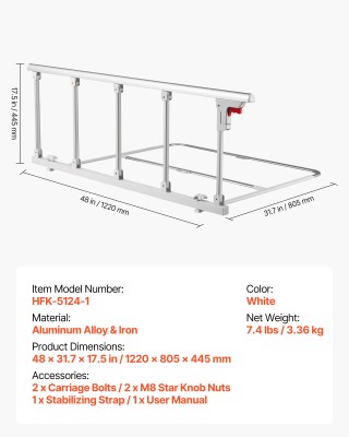 VEVOR Κρεβάτι με Αναδιπλούμενη Ράγα Ασφαλείας για Ηλικιωμένους 122 ... VEVOR Κρεβάτι με Αναδιπλούμενη Ράγα Ασφαλείας για Ηλικιωμένους 122 ...