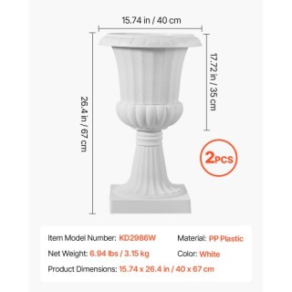 VEVOR Λευκές Ανθοστήλες Πλαστικές Κασπώ 40 x 67 εκ SLHPW1522INCASRQ...