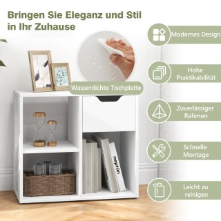 Costway Λευκή Ξύλινη Βιβλιοθήκη με Συρτάρι και 3 Ράφια 60 x 30 x 53... Costway Λευκή Ξύλινη Βιβλιοθήκη με Συρτάρι και 3 Ράφια 60 x 30 x 53...