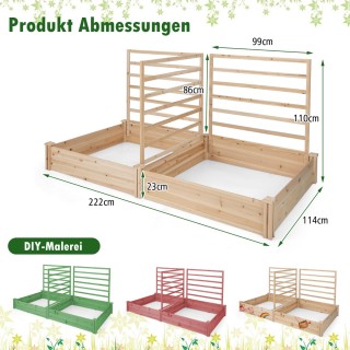 Costway Υπερυψωμένο Παρτέρι από Ξύλο Έλατου με Πλέγμα Αναρρίχησης 2...