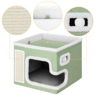 BAKAJI Πράσινο Σπιτάκι Γάτας με Ονυχοδρόμιο 42x42x33 εκ. 02842221