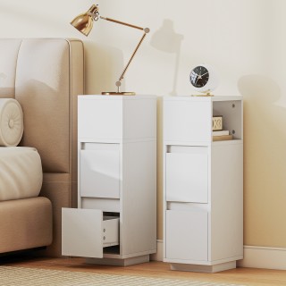 HOMCOM Σετ 2 Κομοδίνων με 2 Συρτάρια και Ανοιχτό Ράφι Μοντέρνου Σχε...