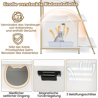 Costway Ντουλάπα Γάτας με Ράφι και Χώρο για Τουαλέτα 92,5 x 49 x 14...