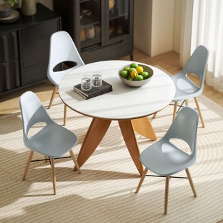 HOMCOM Σετ 2 Καρεκλών Τραπεζαρίας Πλαστικό & Ξύλο, Καμπυλωτή Πλάτη,...