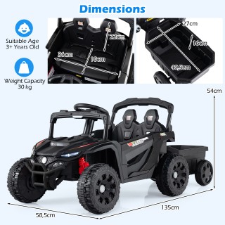 Costway Παιδικό Τρακτέρ 12V με Αποσπώμενο Τρέιλερ & Τηλεχειριστήριο...
