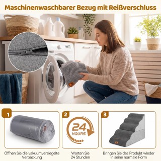 Costway Σκάλα για μικρούς σκύλους 5 σκαλοπάτια 50 εκ. γκρι, 56 x 40...