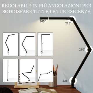 HOMCOM Ρυθμιζόμενη LED Λάμπα Γραφείου με Σφιγκτήρα, Ρυθμιζόμενο Βρα... HOMCOM Ρυθμιζόμενη LED Λάμπα Γραφείου με Σφιγκτήρα, Ρυθμιζόμενο Βρα...