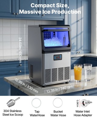 VEVOR Επαγγελματική Μηχανή Παγοκύβων 41 kg/24h, Χωρητικότητα 6 kg, ... VEVOR Επαγγελματική Μηχανή Παγοκύβων 41 kg/24h, Χωρητικότητα 6 kg, ...