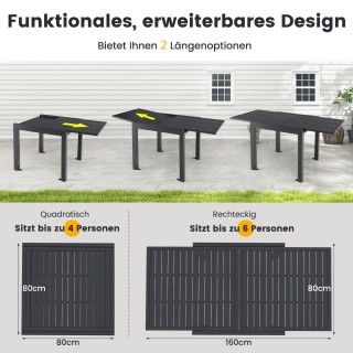 Costway Επεκτάσιμο Τραπέζι Βεράντας Αλουμινίου για 4-6 Άτομα NP116... Costway Επεκτάσιμο Τραπέζι Βεράντας Αλουμινίου για 4-6 Άτομα NP116...