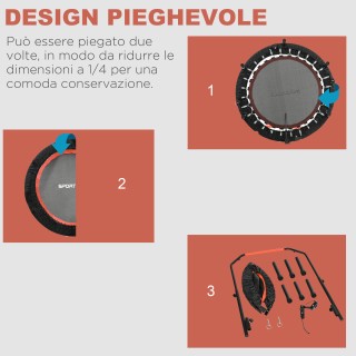 HOMCOM Μίνι Τραμπολίνο Γυμναστικής Ø102 εκ. με Ρυθμιζόμενο Μανουβρί...