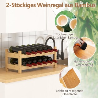 Costway Ράφι Κρασιών από Μπαμπού για 12 Μπουκάλια με 2 Επίπεδα, Φυσ... Costway Ράφι Κρασιών από Μπαμπού για 12 Μπουκάλια με 2 Επίπεδα, Φυσ...