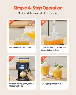 VEVOR Μηχανή Παραγωγής Χιονιού 20KG/24H με Ανοξείδωτη Λεπίδα για Σπ...