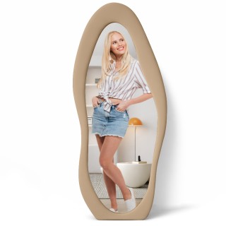 Shally Dogan Μεγάλος Κυματιστός Καθρέφτης με Βελούδινη Κάσα σε Χακί...