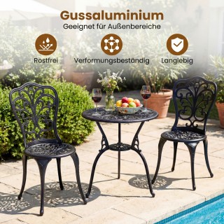 Costway Σετ μπιστρό 3 τεμαχίων από χυτό αλουμίνιο με τραπέζι και 2 ...