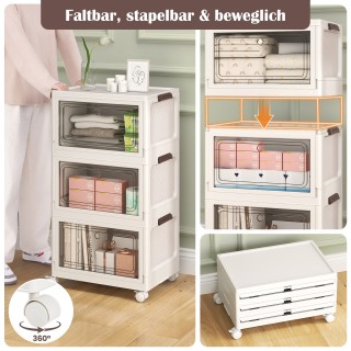 Costway Σετ 3 Πλαστικών Κουτιών - Αναδιπλούμενα & Στοιβαζόμενα (105...