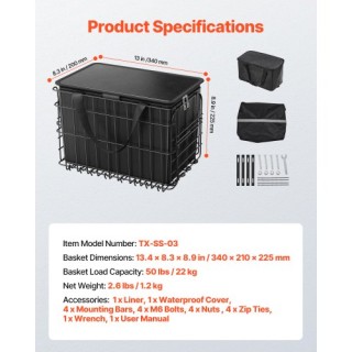 VEVOR Πίσω Πτυσσόμενο Καλάθι Ποδηλάτου με Αδιάβροχο Κάλυμμα CKHXJSS... VEVOR Πίσω Πτυσσόμενο Καλάθι Ποδηλάτου με Αδιάβροχο Κάλυμμα CKHXJSS...