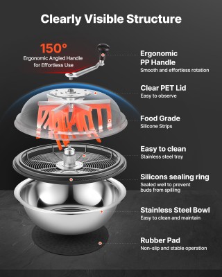 VEVOR Χειροκίνητος Κόπτης Trimmer με  Ανοξείδωτες Λεπίδες, Ορατή Κο...