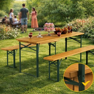 BAKAJI Σετ Μπυραρίας με 2 Πάγκους και Πτυσσόμενο Τραπέζι - Εξοικονό...