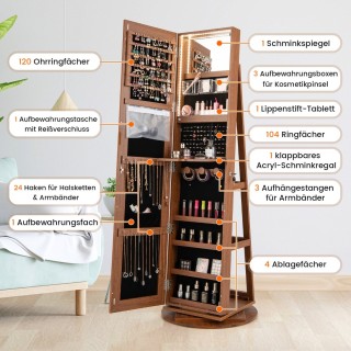 Costway  Πολυλειτουργική Ντουλάπα Κοσμημάτων με Καθρέφτη Σώματος κα...