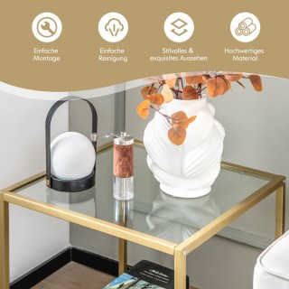 Costway Χρυσό Βοηθητικό Τραπέζι με 2 Επίπεδα από Σκληρυμένο Γυαλί ... Costway Χρυσό Βοηθητικό Τραπέζι με 2 Επίπεδα από Σκληρυμένο Γυαλί ...