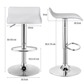 Costway  Σετ 2 Ρυθμιζόμενα Σκαμπό Μπαρ με Πλάτη & Υποπόδιο, 360° Πε...