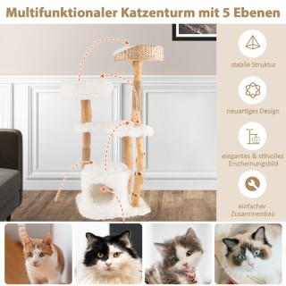 Costway Ξύλινος Ονυχοδρόμιο 124 εκ. με Σπηλιά Γάτας & Μαλακή Επιφάν... Costway Ξύλινος Ονυχοδρόμιο 124 εκ. με Σπηλιά Γάτας & Μαλακή Επιφάν...