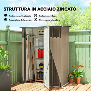 Outsunny Μεταλλική Αποθήκη Εργαλείων με Κεκλιμένη Οροφή και Κλειδωμ...