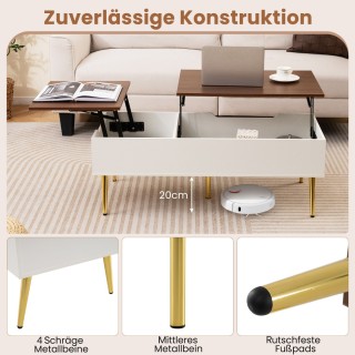 Ρυθμιζόμενο Τραπέζι Καφέ με Ανυψούμενη Επιφάνεια και 2 Κρυφούς Αποθ...