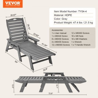 VEVOR Ξαπλώστρα Υπαίθριου Χώρου 185 × 72,5 × 93 cm με 6 Θέσεις Ανάκ... VEVOR Ξαπλώστρα Υπαίθριου Χώρου 185 × 72,5 × 93 cm με 6 Θέσεις Ανάκ...
