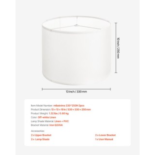 VEVOR Σετ 2 Στρογγυλά Καπέλα Λάμπας 13x13x10 εκ. (Λευκό) YZXDZ1310I...