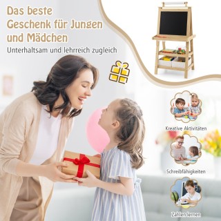 Costway Παιδικό Καβαλέτο 3-σε-1 με Μαγνητικό Πίνακα, Κιμωλία και Ρ... Costway Παιδικό Καβαλέτο 3-σε-1 με Μαγνητικό Πίνακα, Κιμωλία και Ρ...