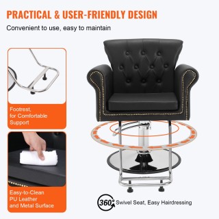 Καρέκλα Κομμωτηρίου με Λειτουργία Περιστροφής 360° VEVOR SLYZ30374... Καρέκλα Κομμωτηρίου με Λειτουργία Περιστροφής 360° VEVOR SLYZ30374...