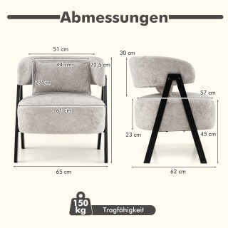 Costway Γκρι Πολυθρόνα Lounge με Γούνινη Επένδυση, Μεταλλικά Πόδια ... Costway Γκρι Πολυθρόνα Lounge με Γούνινη Επένδυση, Μεταλλικά Πόδια ...